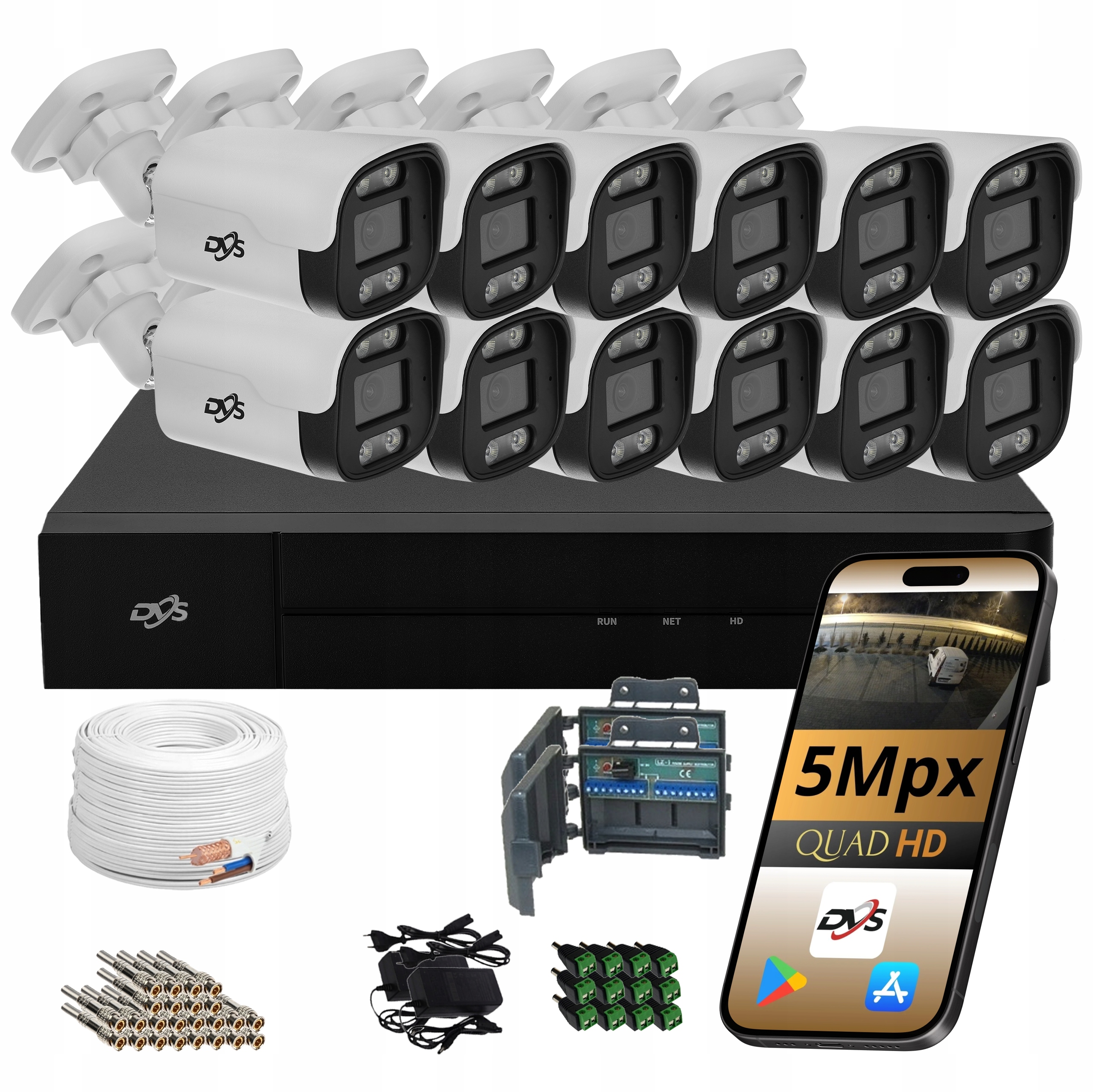 Sada Pro Monitorování 12x Kamera 5 Mpx Venkovní Duální Led Osvětlení