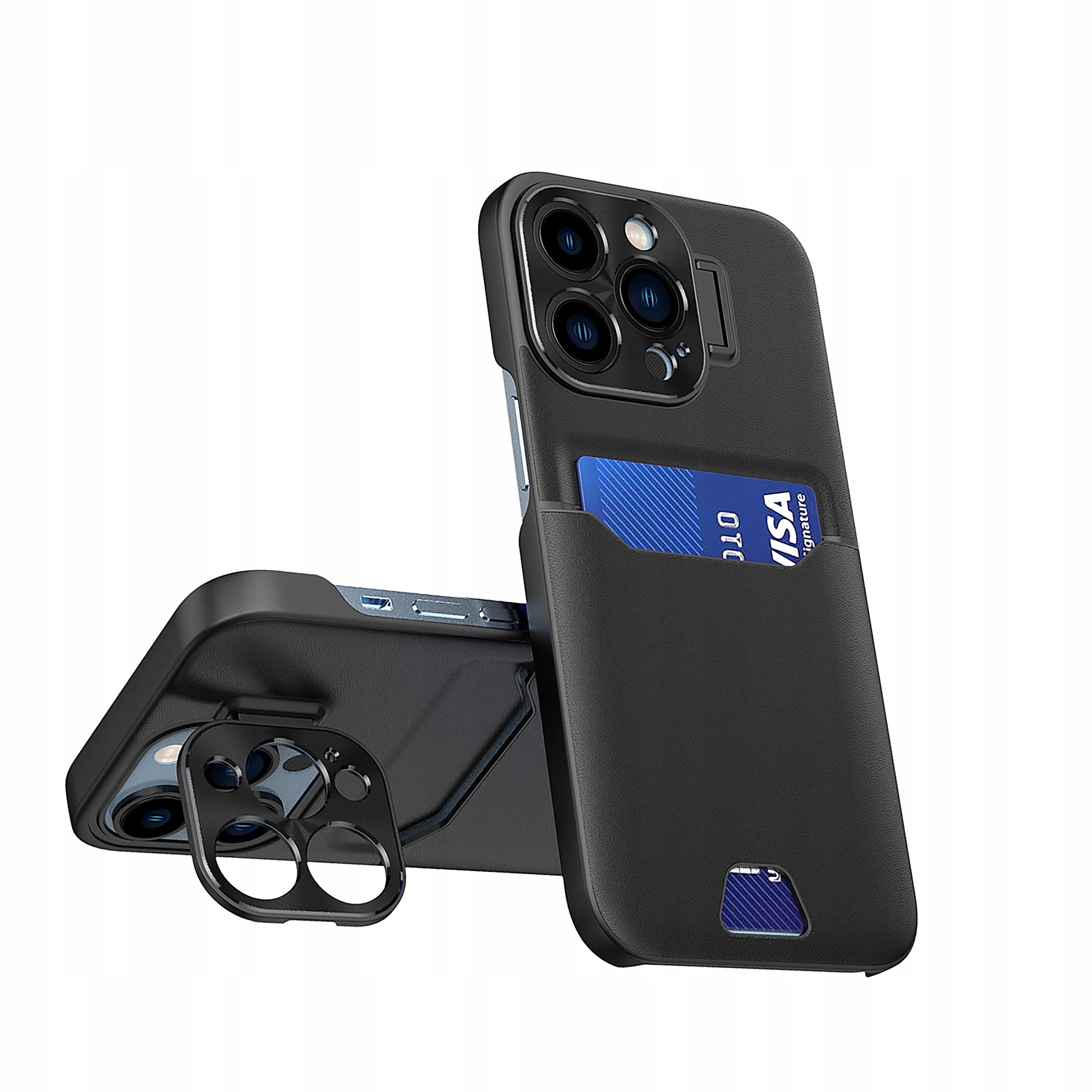 Leather Stand Case etui do iPhone 14 Pro Max portfel na kartę z podstawką