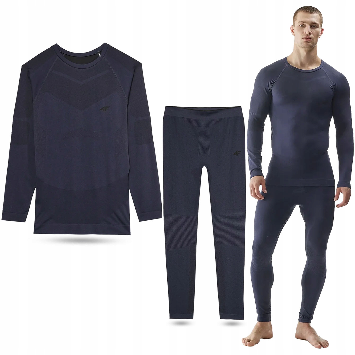 BIELIZNA TERMOAKTYWNA MĘSKA 4F KOMPLET GÓRA DÓŁ ZESTAW NA ZIMĘ BEZSZWOWA Kod producenta AW23USEAM103/AW23USEAM104-31S