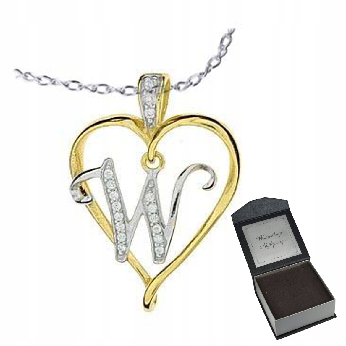 Náhrdelník Písmeno V Srdci Ag.zlacené+krabička Gravírování