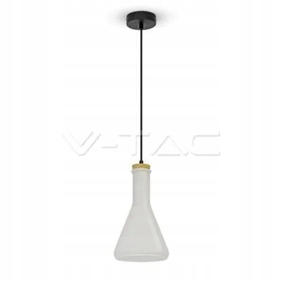 Dekorativní Závěsná Lampa Stínidlo Bílé Skleněné Dřevo V-tac Fi 170 mm E27