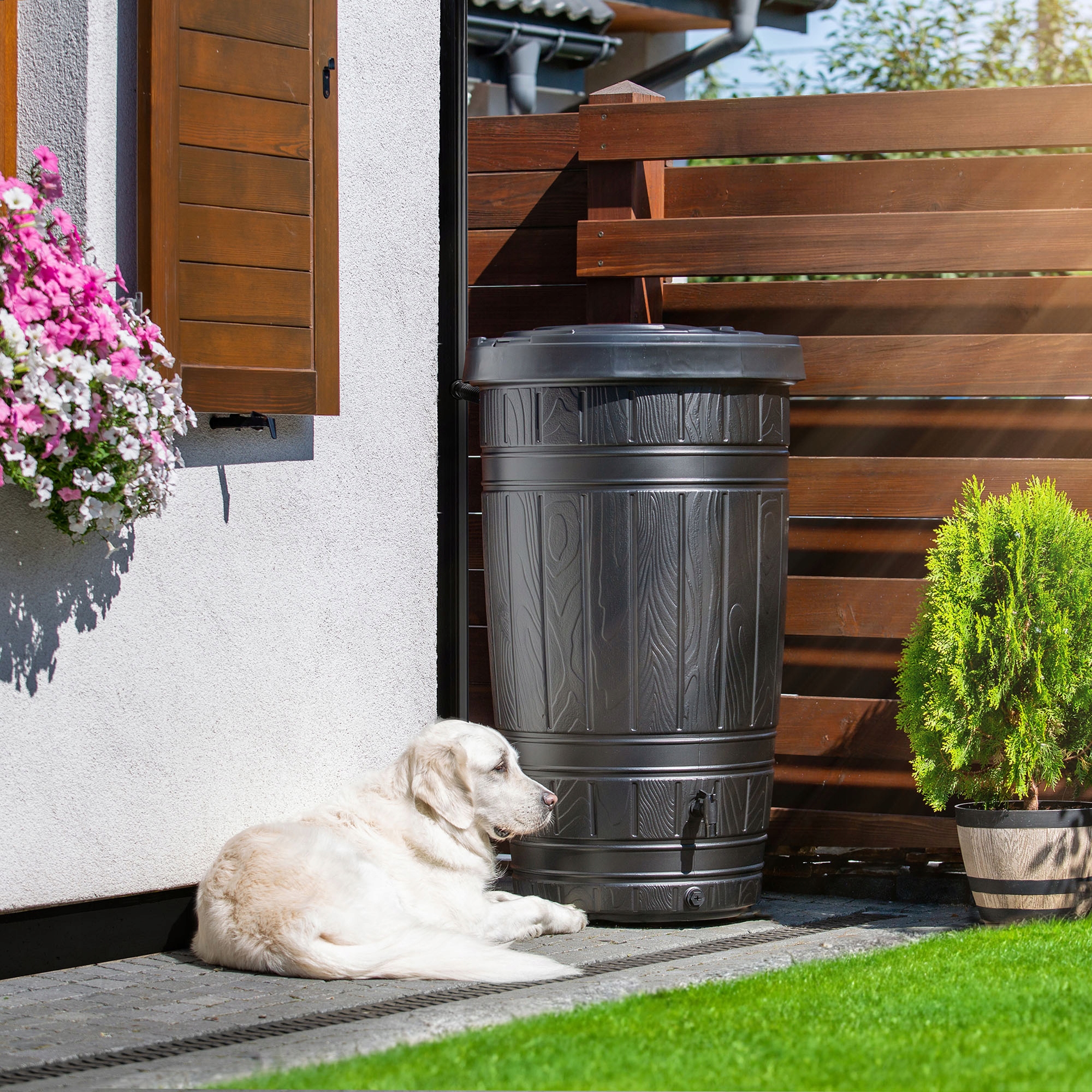 ZBIORNIK NA DESZCZÓWKĘ WODĘ 265L PRZYŁĄCZA Stan opakowania oryginalne