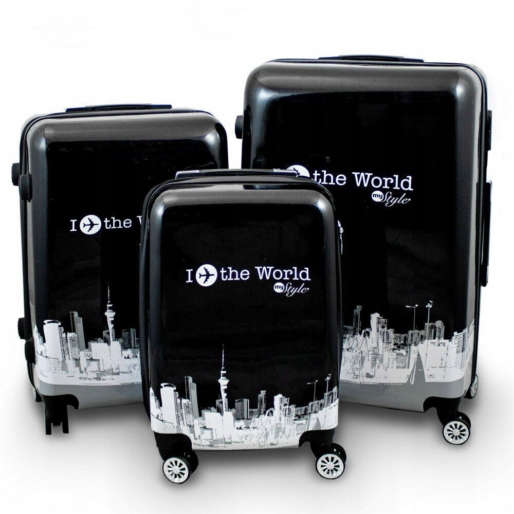 Kufry sada černé a bílé Fly the World