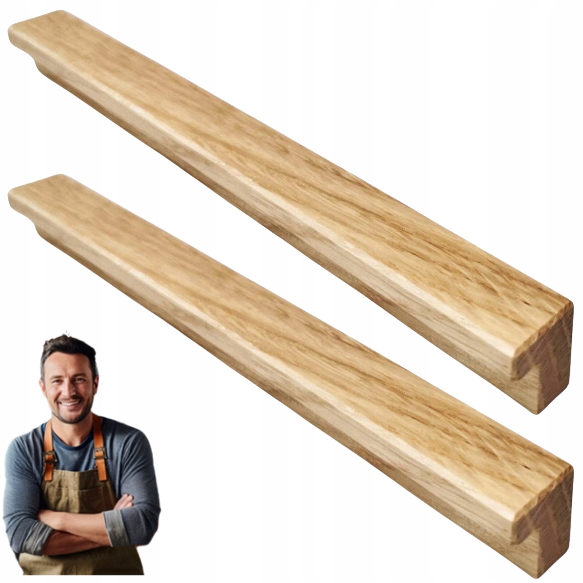 Uchwyt Meblowy Drewniany do Szafki Szuflady Bato 1000 mm Dębowy 2szt