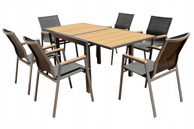 Sada zahradního nábytku rozkládací stůl 160/240 cm 6 židlí Bdmu Grill&gar