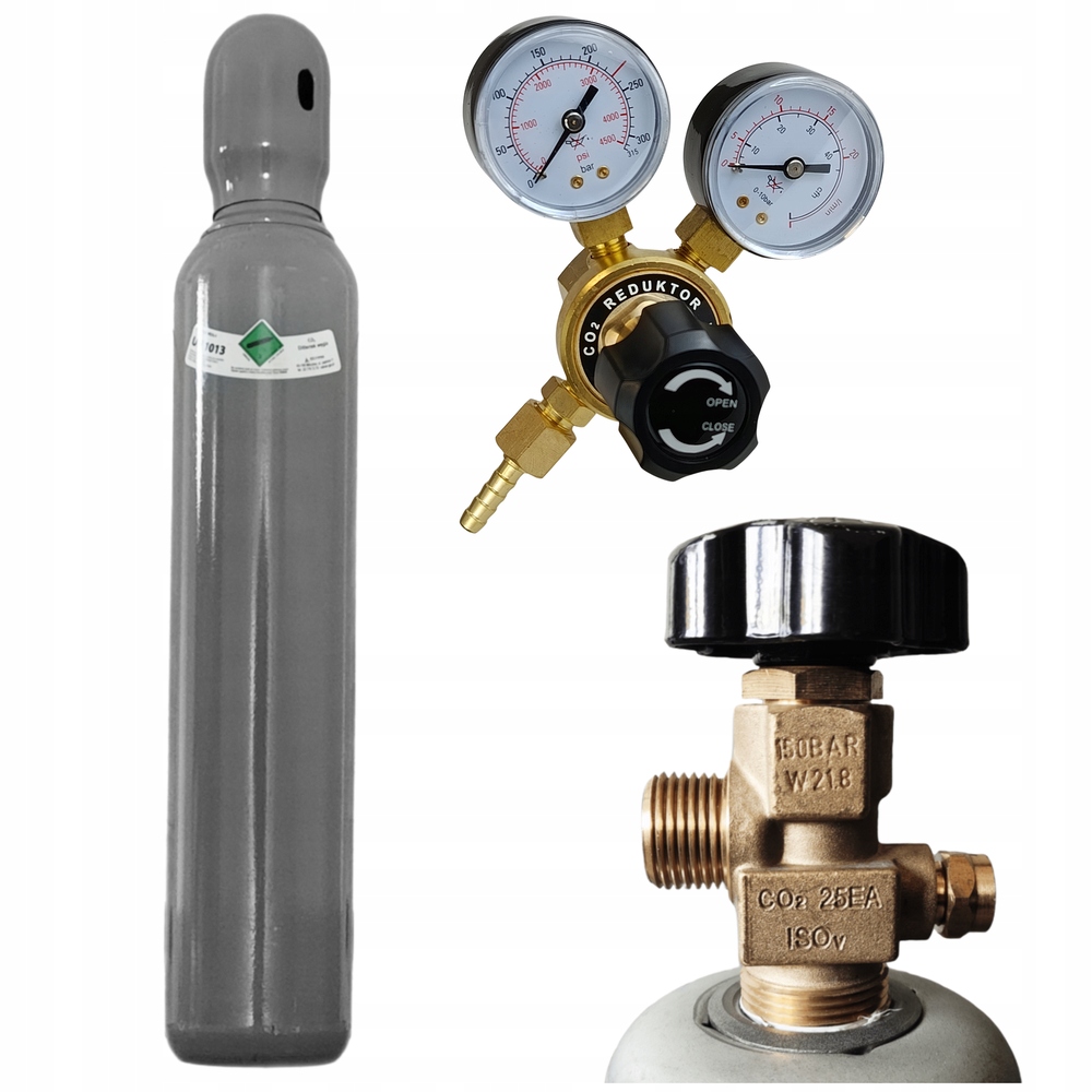 Butla CO2 8l pełna dwutlenek węgla migomat 150 bar reduktor Ar/CO2 zestaw