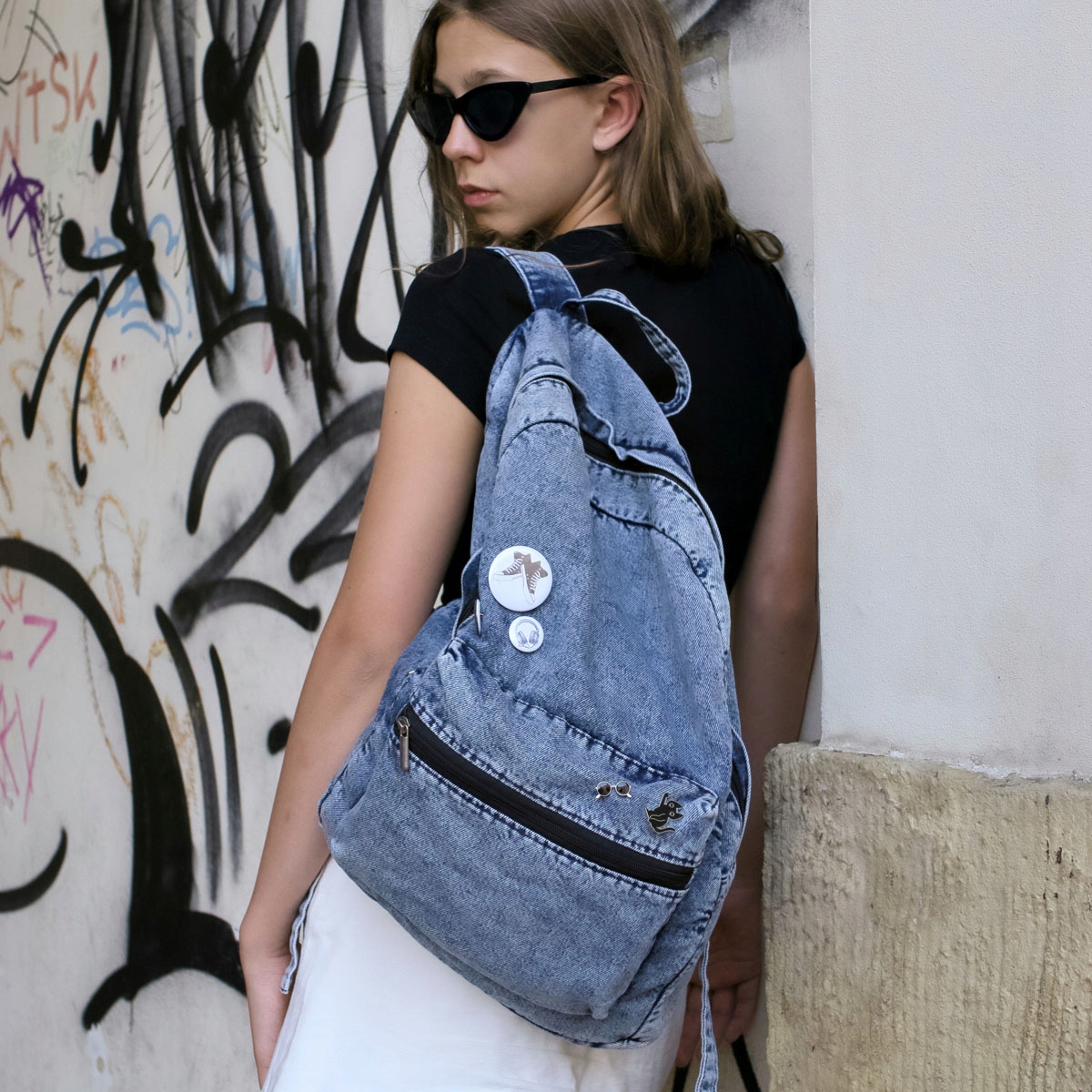 Batoh Vintage Mládežnický městský pro dívku Old Skool Black Sheep ST3