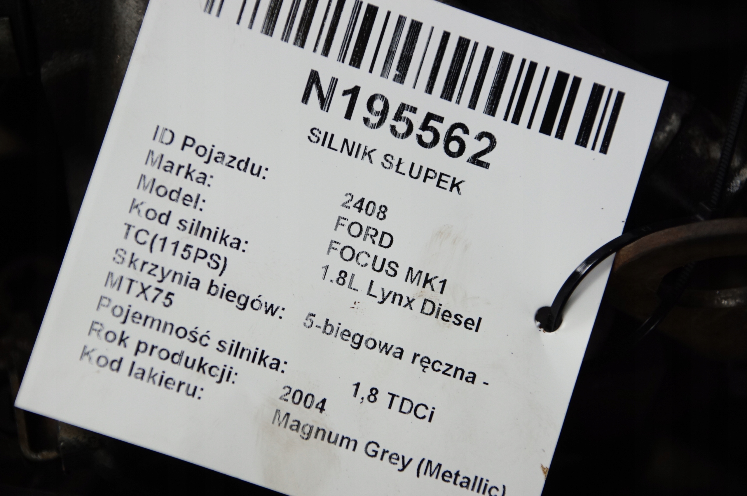 engine pillar FFDA 1.8 TDCI FORD FOCUS MK1