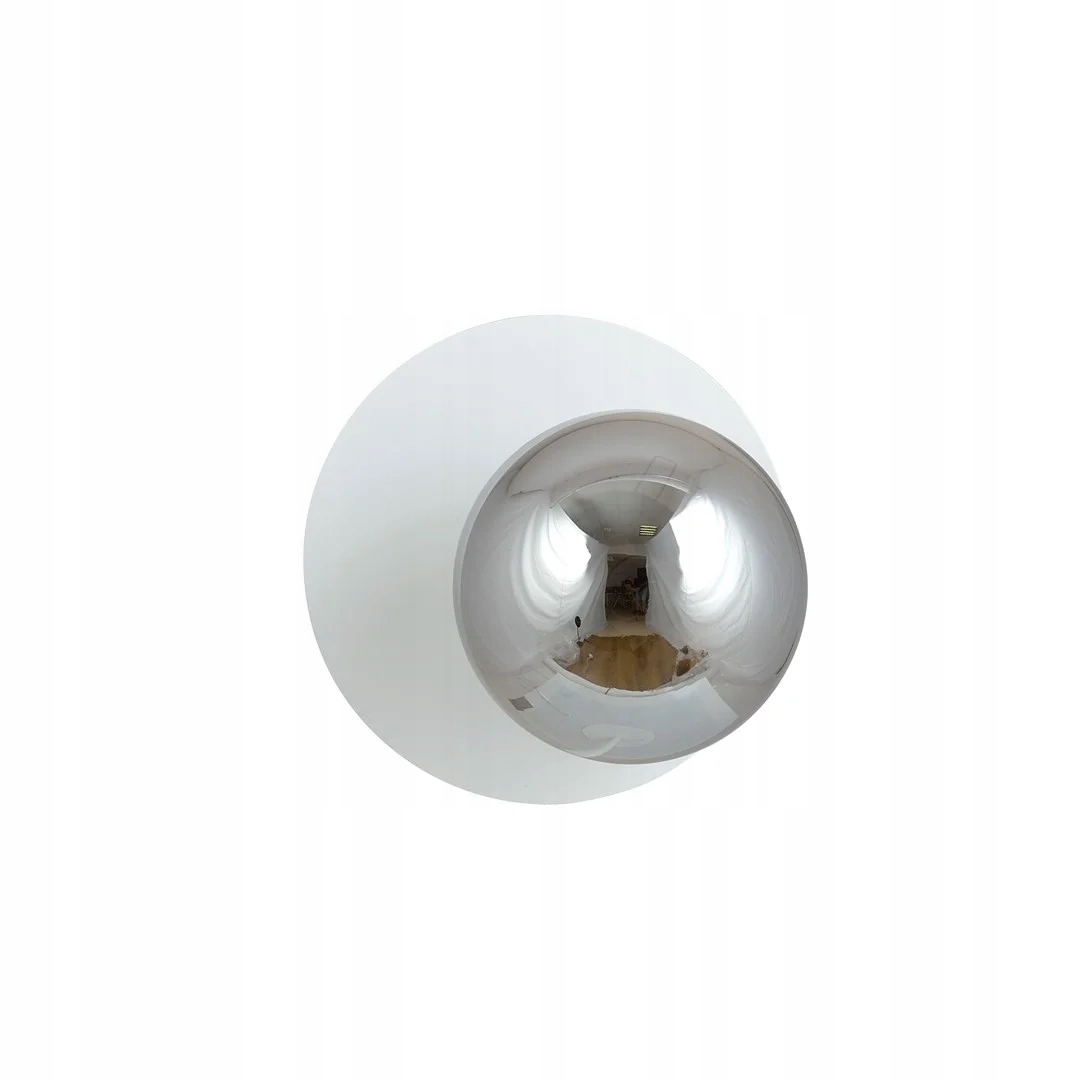 Nástenná lampa biela okrúhla sklenená grafitová guľa do spálne Emibig