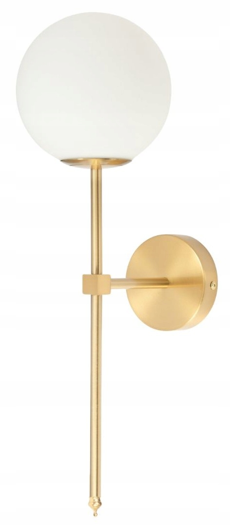 Minimalistická zlatá nástěnná lampa Milano s mléčnou koulí