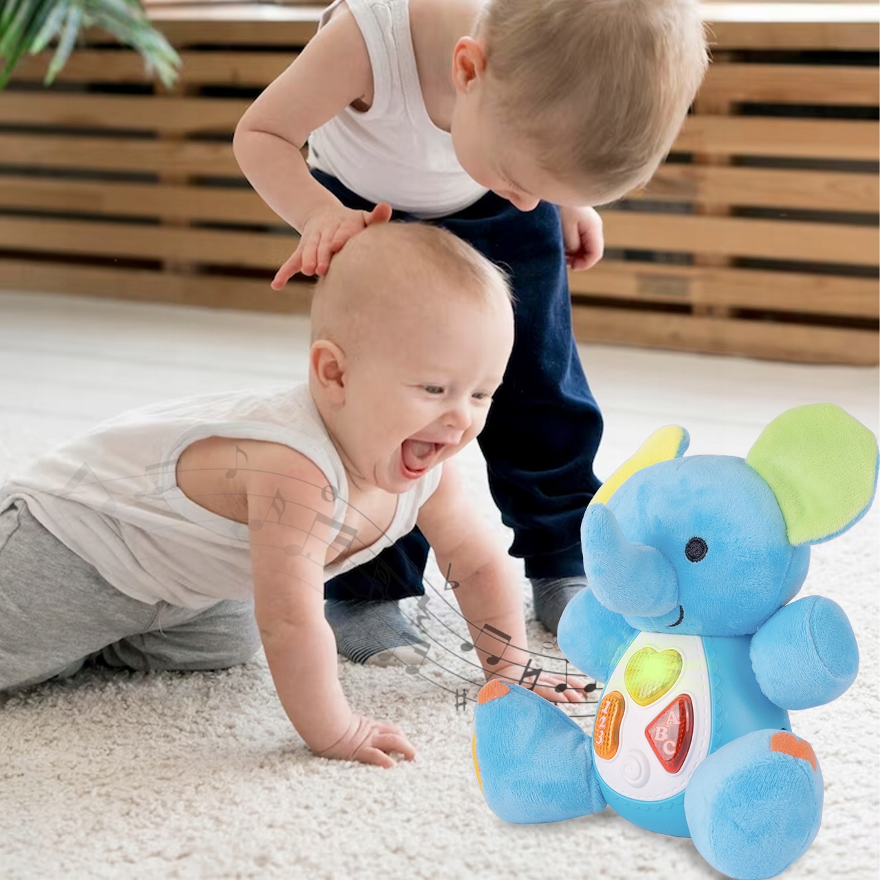 PLÜSCHELEFANT ELEFANTENKUSCHELSPIELZEUG SCHÖNES INTERAKTIVES 2xAAA-Batterien