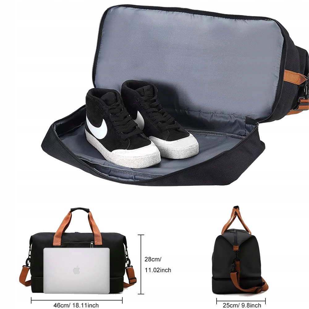 TORBA PODRÓŻNA DUŻA SPORTOWA BAGAŻ PODRĘCZNY TURYSTYCZNA CZARNA WODOODPORNA Model HE-042