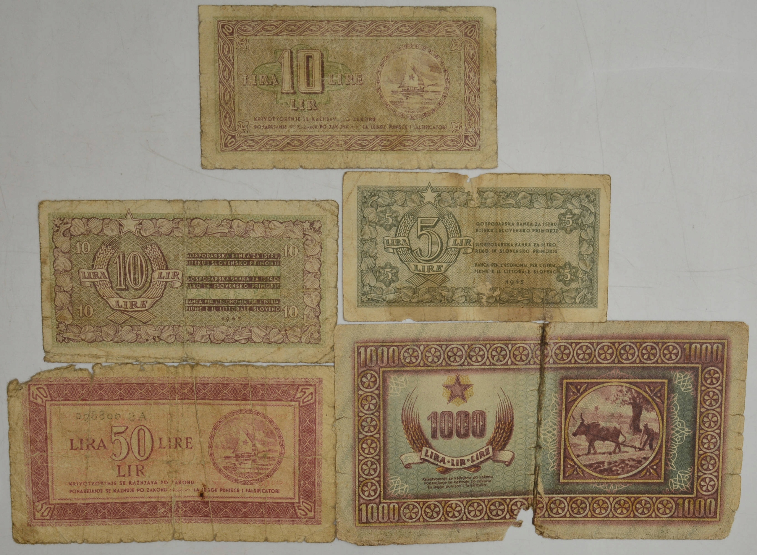 4.Zest.Istria, Rijeka, Banknoty szt.5, St.4/5