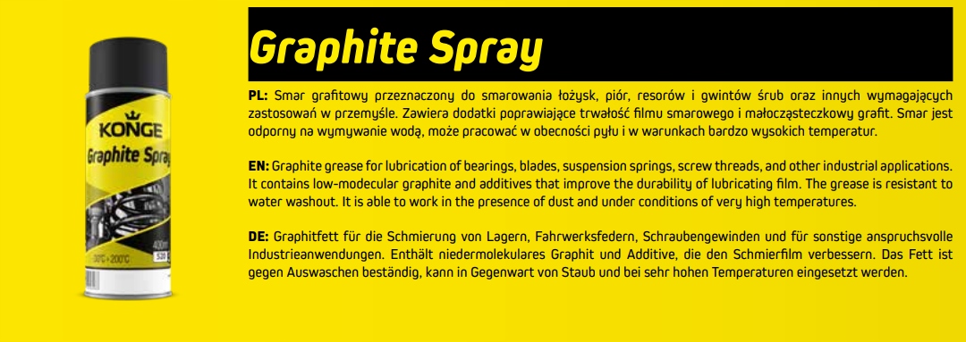 KONGE Graphite Spray 400ml -30/200C Rodzaj inny