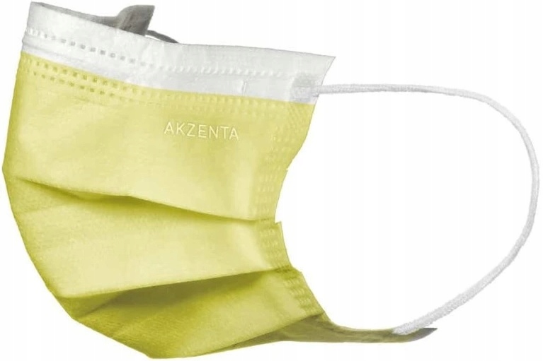 MASKI OCHRONNE MEDYCZNE MASECZKA TYP IIR ŻÓŁTE AKZENTA 50SZT