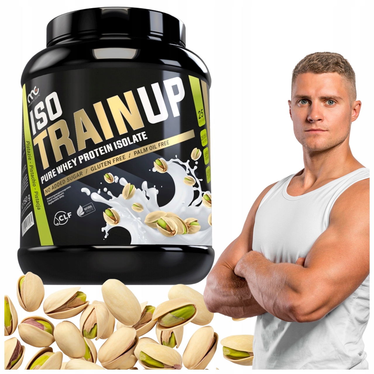 Protein Izolát Wpi Muscle Clinic prášek 750 g s pistáciovou příchutí