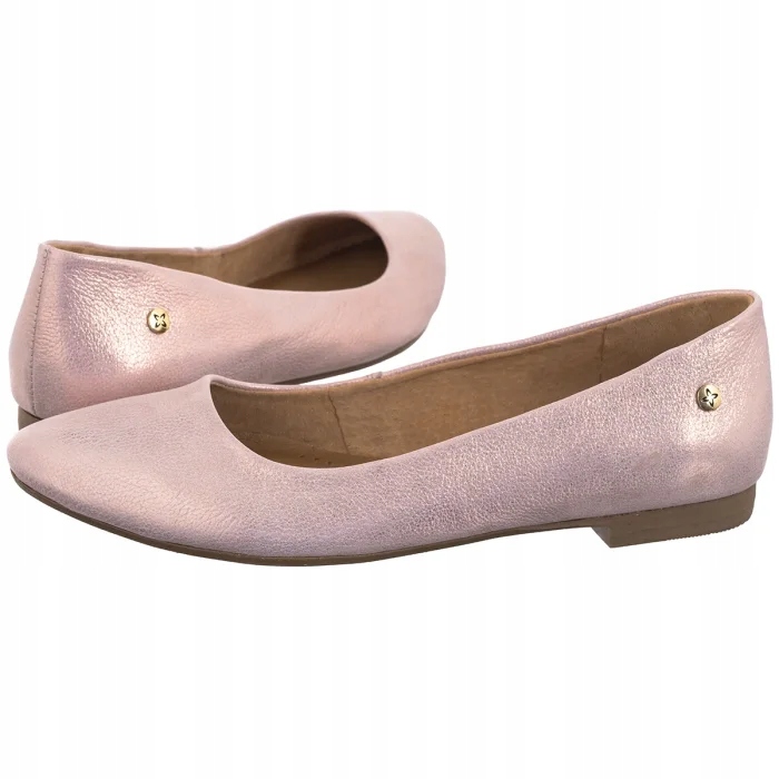 Dámské kožené baleríny Maciejka Růžové Metalické 00873-66