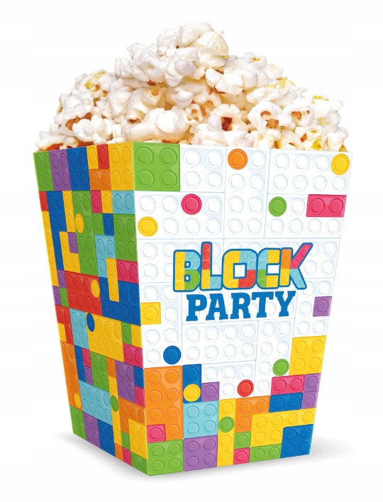 Pudełka na popcorn KLOCKI lego KOLOROWE 6szt