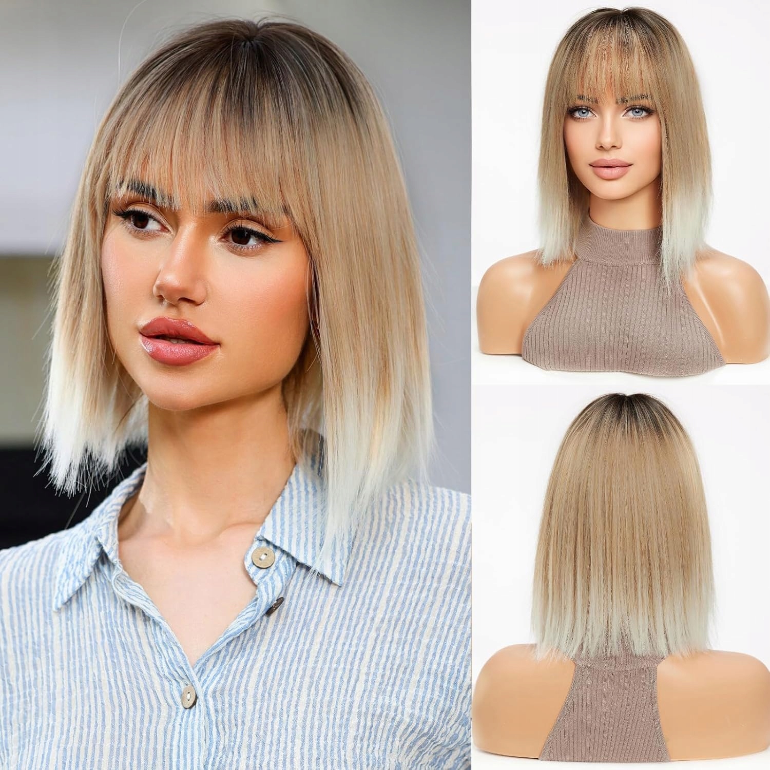 Haircube Paruka S Ofinou Ombre Blond s tmavými odrosty 30 cm