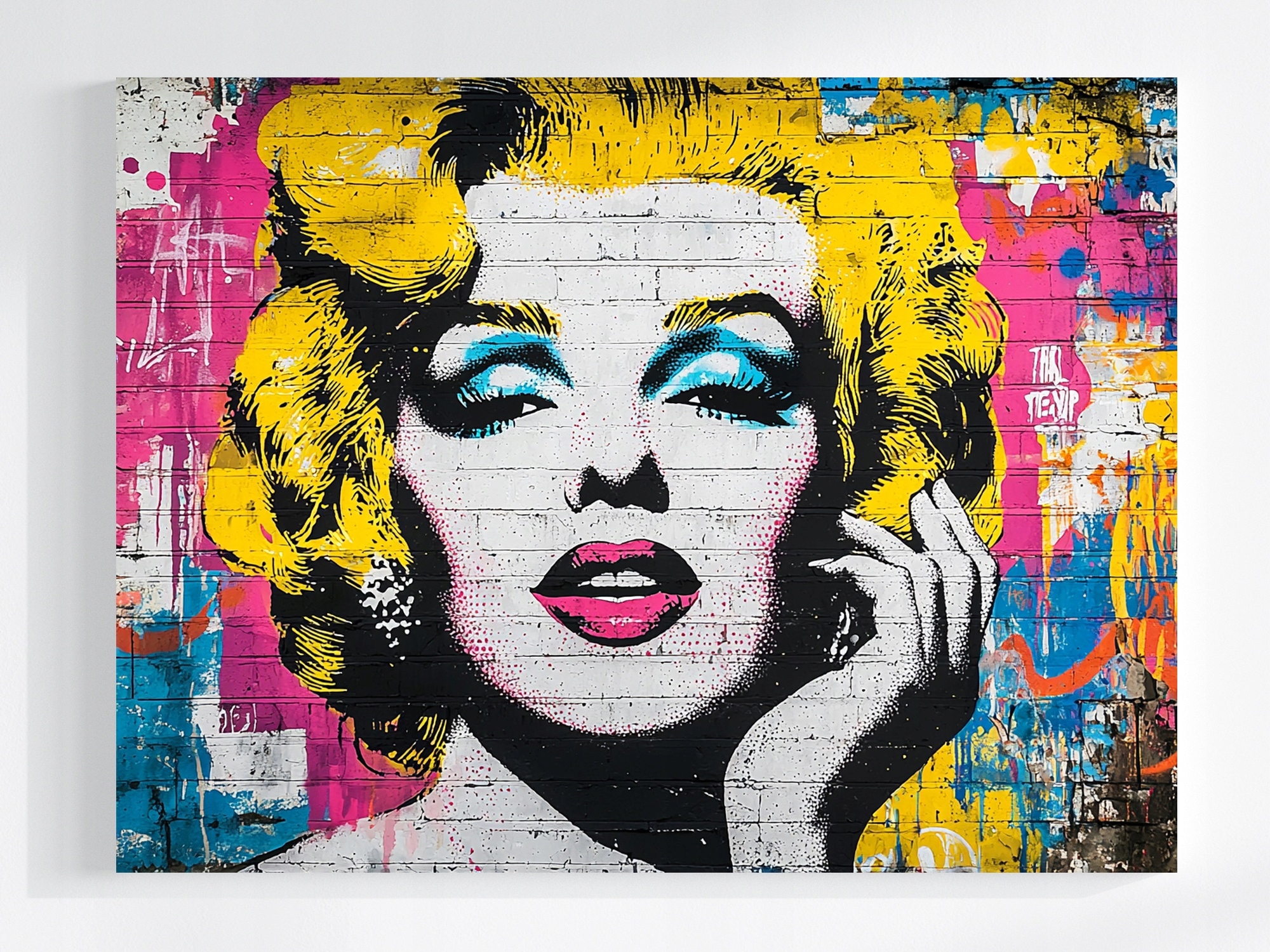 Obraz Na Plátně Canvas Cihlová Zeď Graffiti Pop Art Portrét Žena 100x75