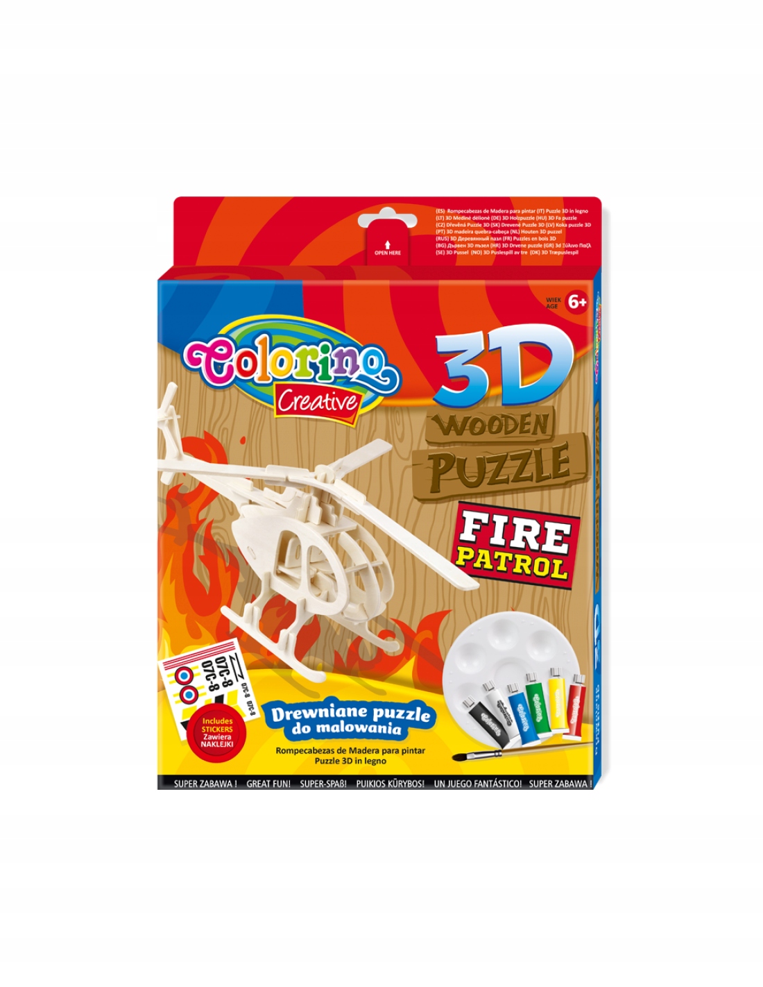 3D Drevené puzzle Kreatívna helikoptéra Colorino