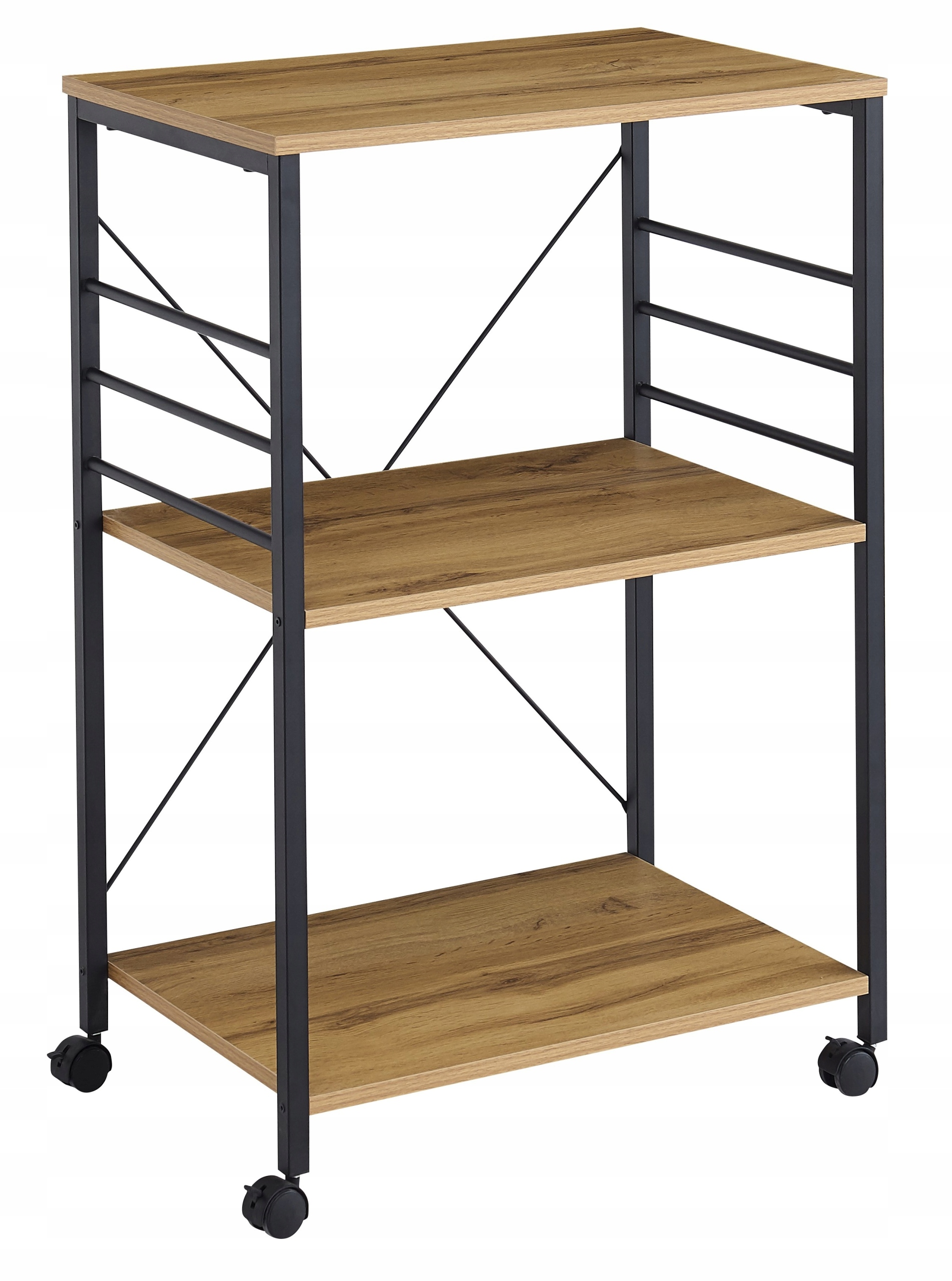 Skříňka Na Kolečkách Pomocný Regál Mobilní Kuchyňský Vozík Dub