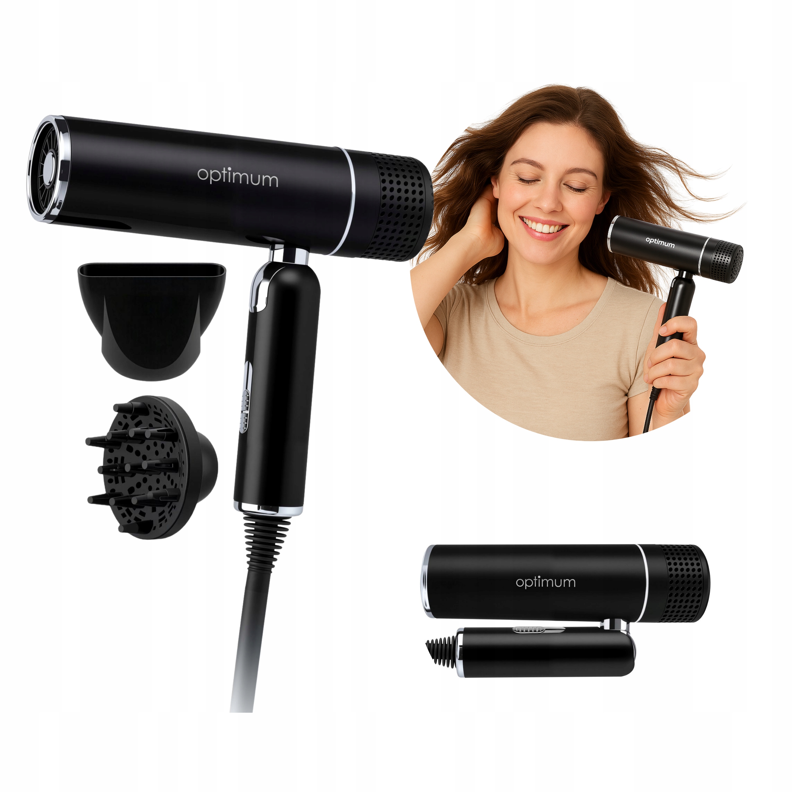 Suszarka Do Włosów Składana Turystyczna Mała Mini Do Walizki Mocna Susarka