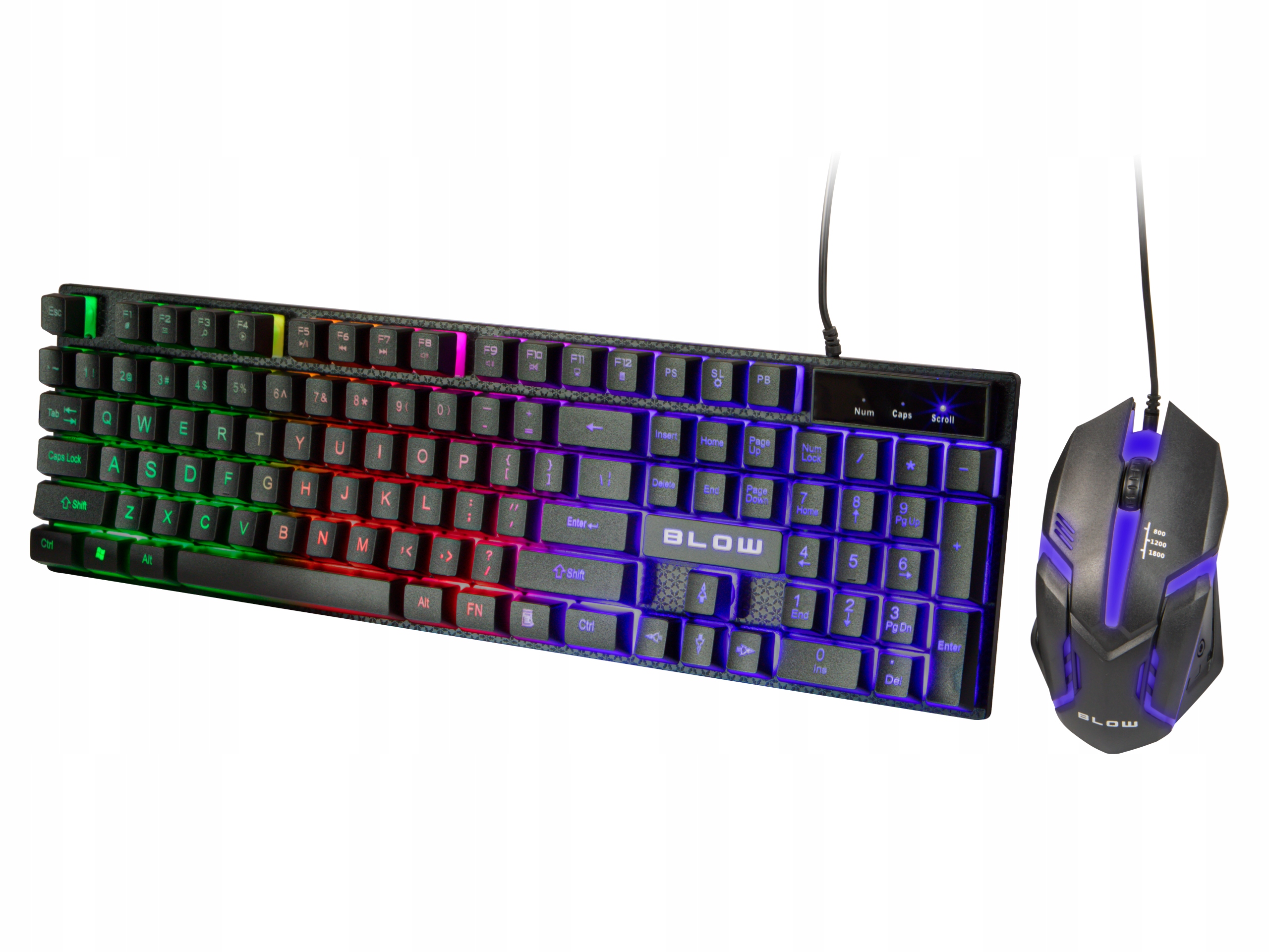 ZESTAW KLAWIATURA MYSZ MYSZKA GAMINGOWA RGB LED PODŚWIETLANA DLA GRACZY USB Kolor czarny