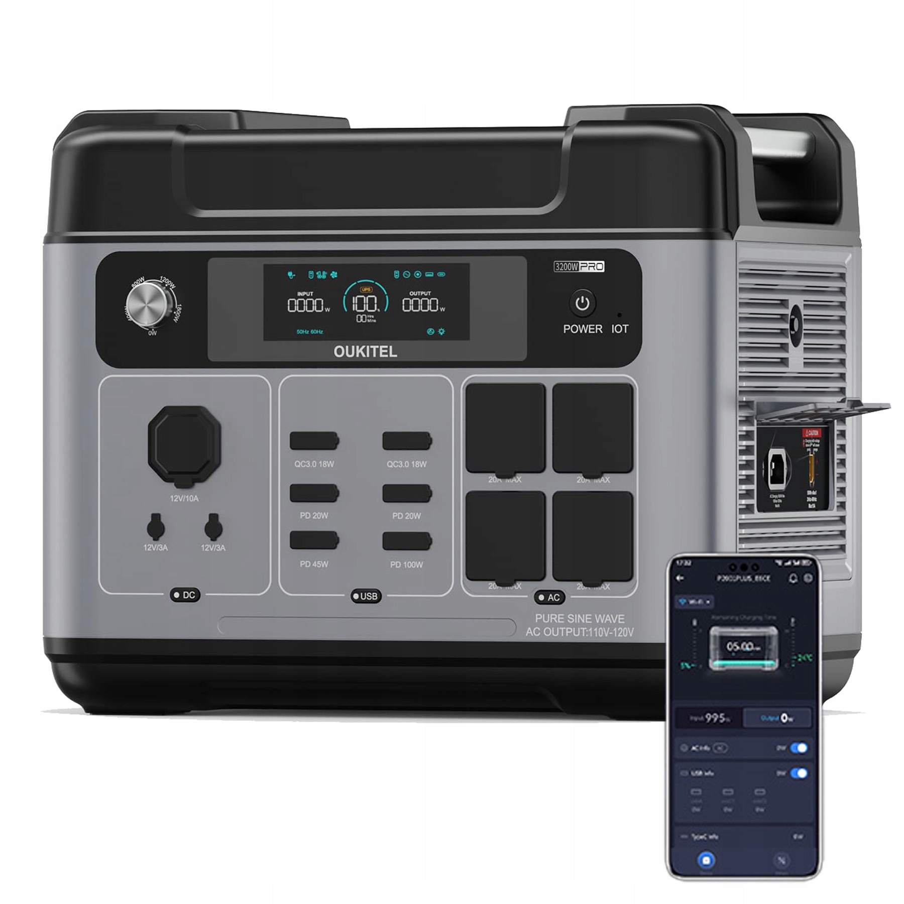 Przenośna elektrownia Oukitel P2001 Pro 2048Wh 3200W LiFePO4 13 portów App