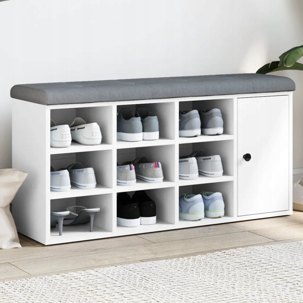 Lavice s botníkem bílá 102 x 32 x 50 cm kompozitní dřevo Bílá 835089