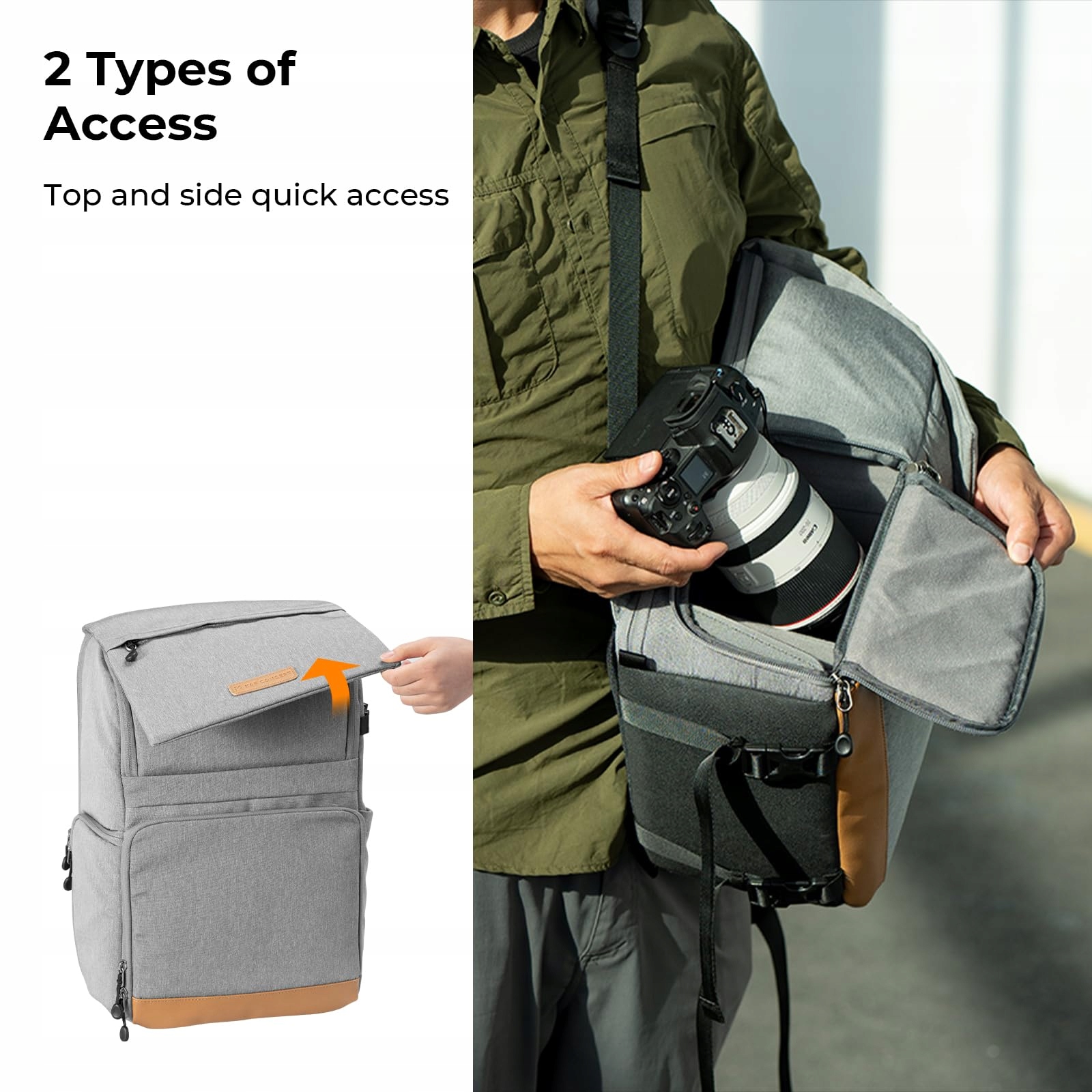 K&F CONCEPT Plecak Fotograficzny 22L Duża Pojemność Laptop 15,6 Cala — miniatura 4