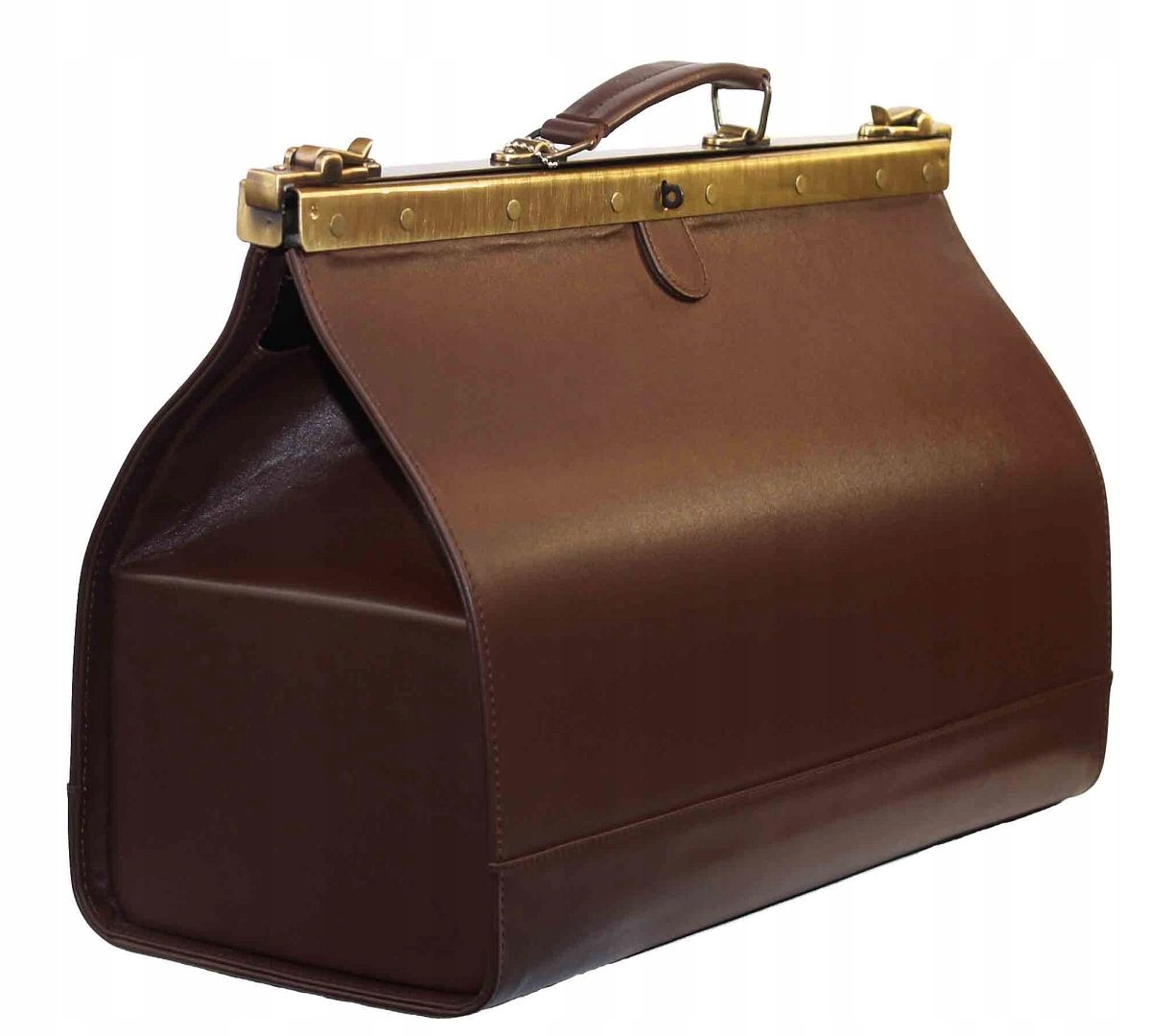 Kožená taška velký kufr, taška s biglem, biglovka tmavě hnědá polská