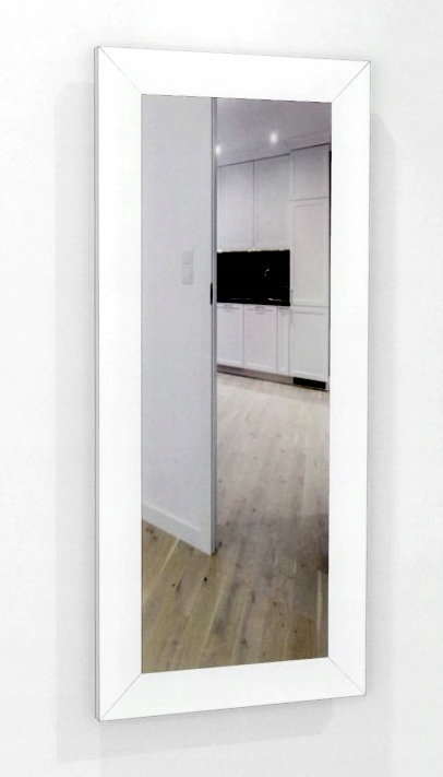 DUŻE Lustro w GRUBEJ białej ramie MDF 90x40 białe