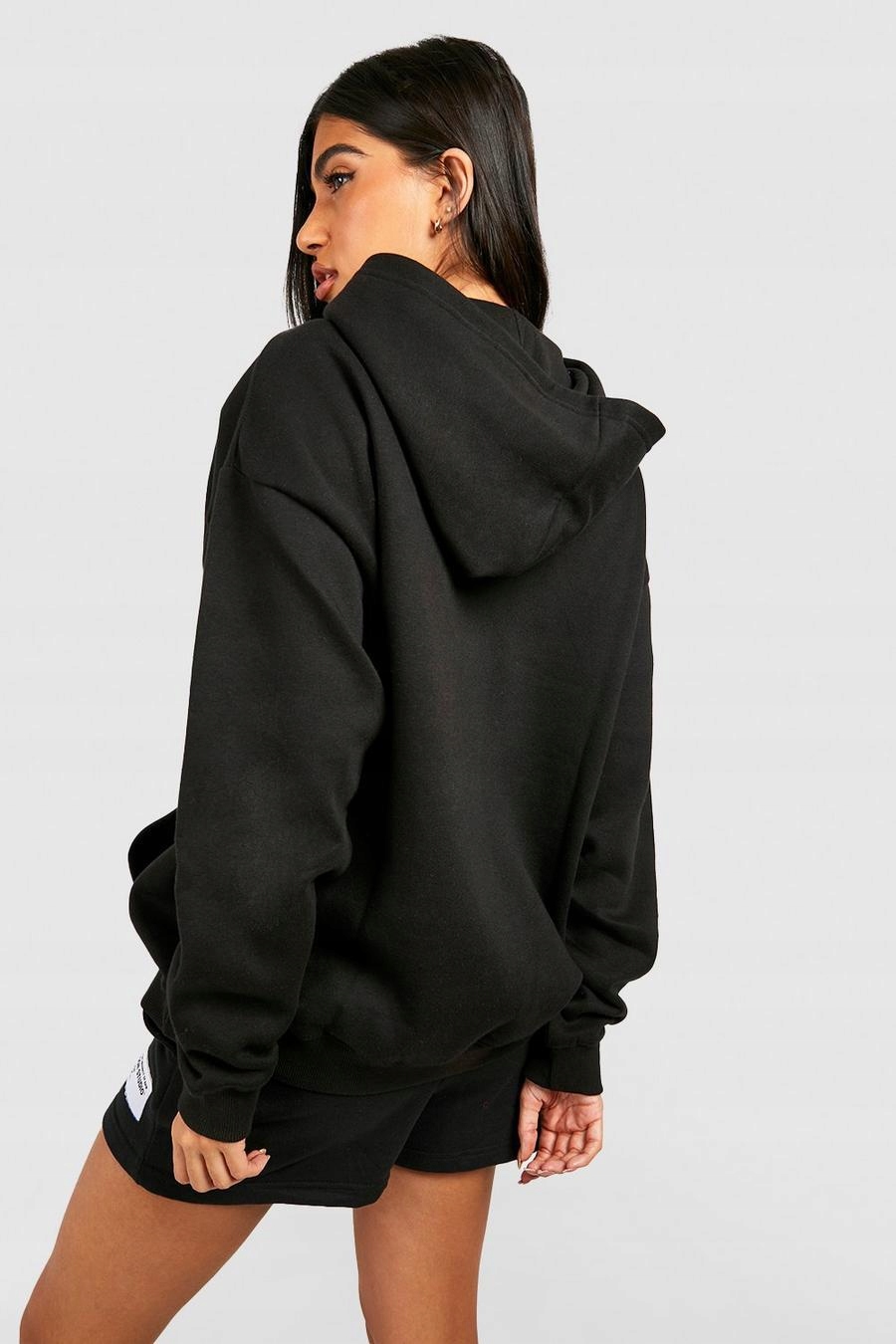 CZARNA BLUZA Z KAPTUREM CIĄŻOWA KANGURKA KLASYCZNA NASZYWKI LOGO BOOHOO XL Rozmiar XL