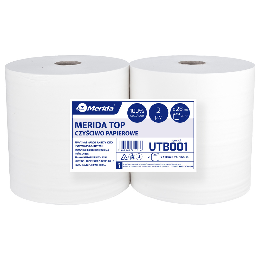 DMR UTB001 CZYŚCIWO PAPIEROWE TOP BIAŁE, 2-WARST., ŚR. 28 CM, DŁ. 410 M, ZG