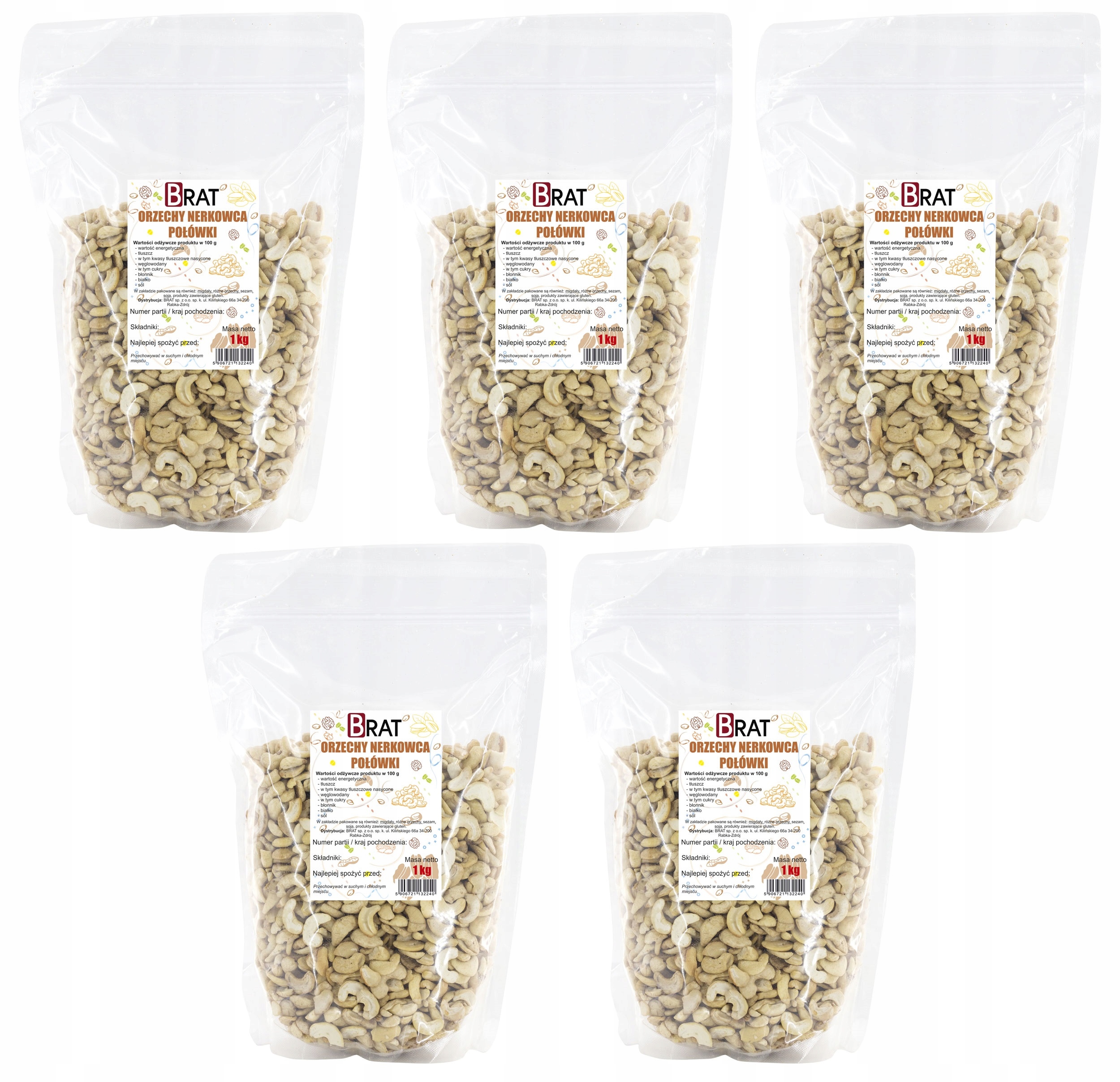 Orzechy Nerkowca 5kg Połówki nerkowce naturalne