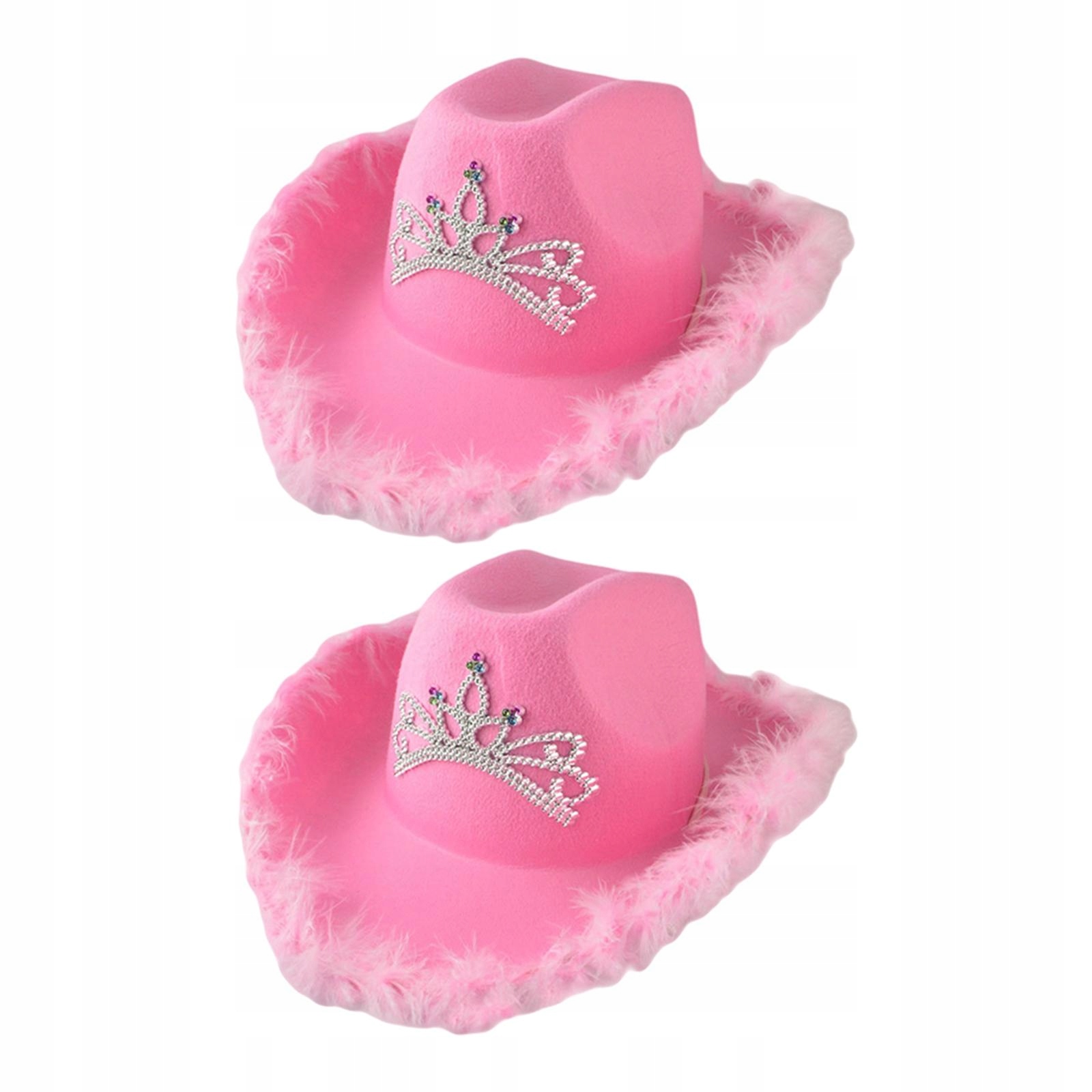 

2x Kapelusz kowbojski z różowym piórem i