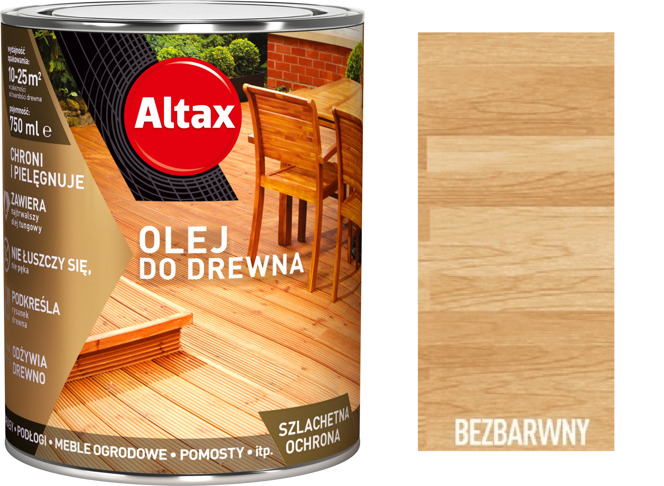

Altax olej do drewna mebli tarasów 0,75L Bezbarwny