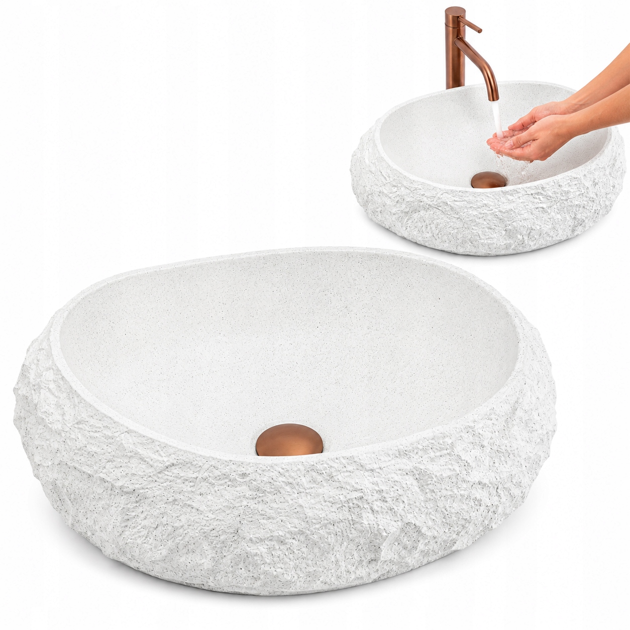 Umyvadlo na desku Oválná linka Royal Keramická Bílá Lesk 61x35 cm Rea