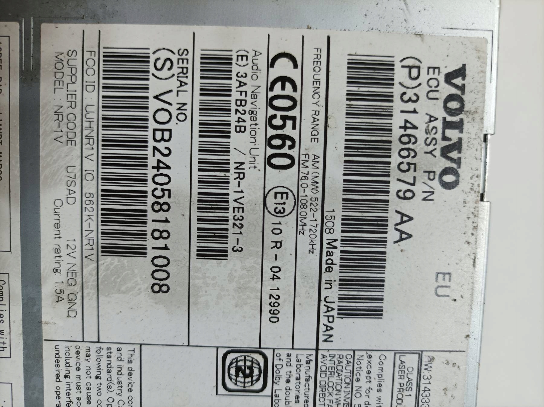 RADIO 31466579AQ Volvo V40 II (2012-2019)
