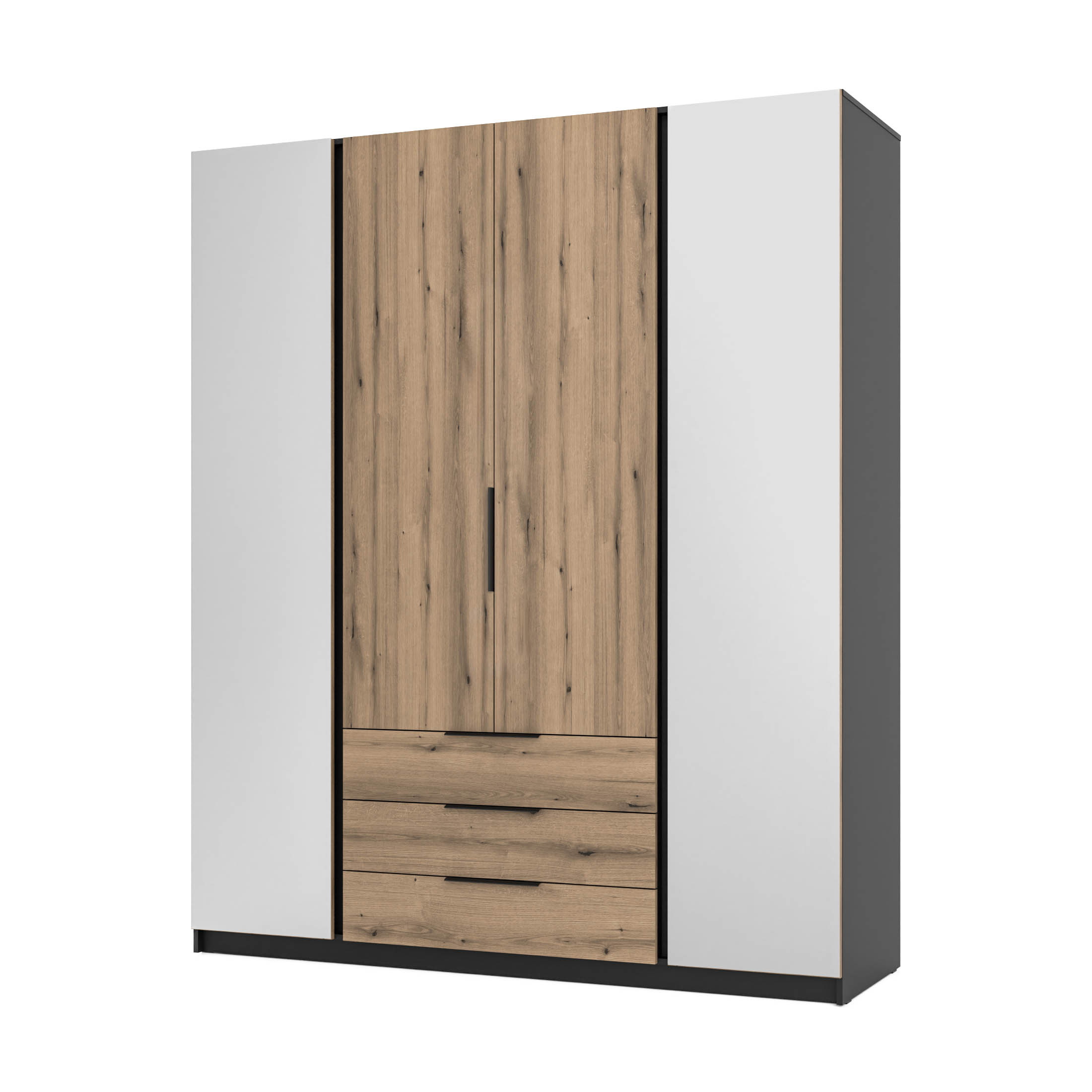 Skříň do obývacího pokoje se 4 dveřmi se zrcadlem a zásuvkami Dravero Bl/ev 2L 2F 3S