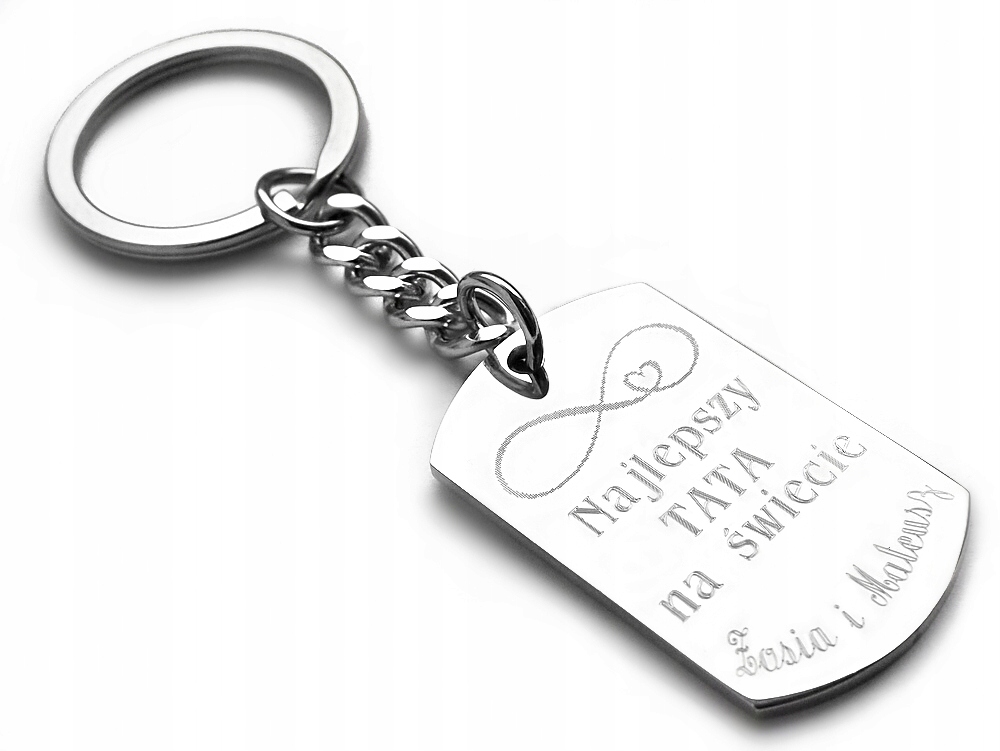 

Brelok stalowy, z dedykacją, grawer, solidny, Lux