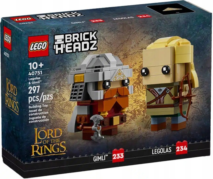 LEGO 40751 BrickHeadz Legolas i Gimli - Władca Pierścieni LOTR