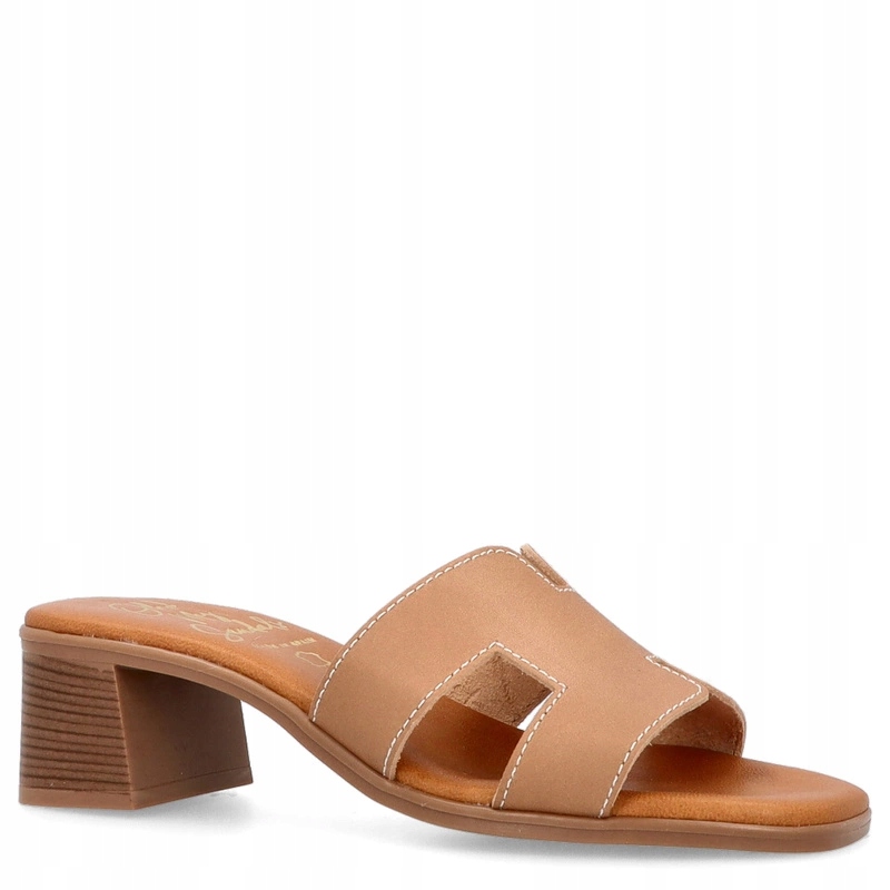 Kožené nazouváky na podpatku Oh! My Sandals 5610 Hnědé 36