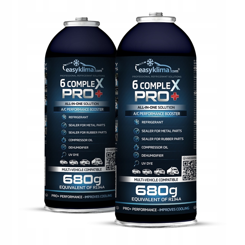 EasyKlima 6 Complex Pro+ R134a 6w1 dwie puszki do klimatyzacji samochodowej