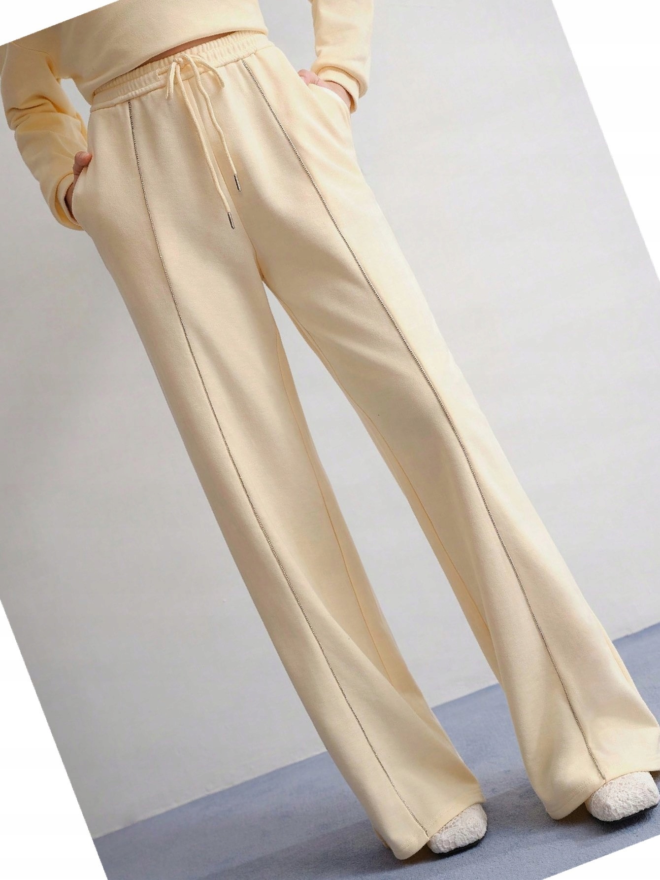 Dresové kalhoty zdobené zirkony Motf Premium Nohavička Široká M 38