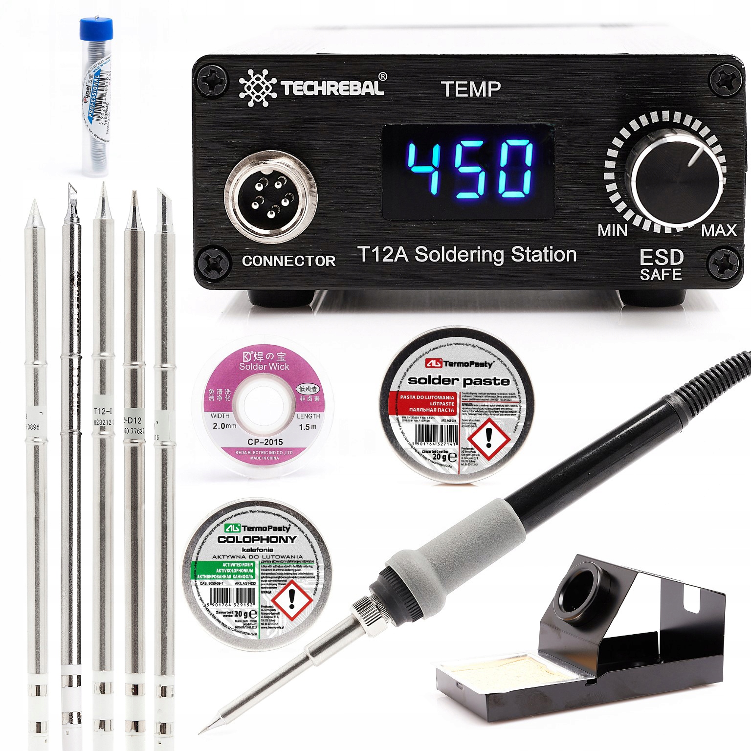 Sada Pájecí Stanice Techrebal T12A 75W Hroty T12 Pletenina