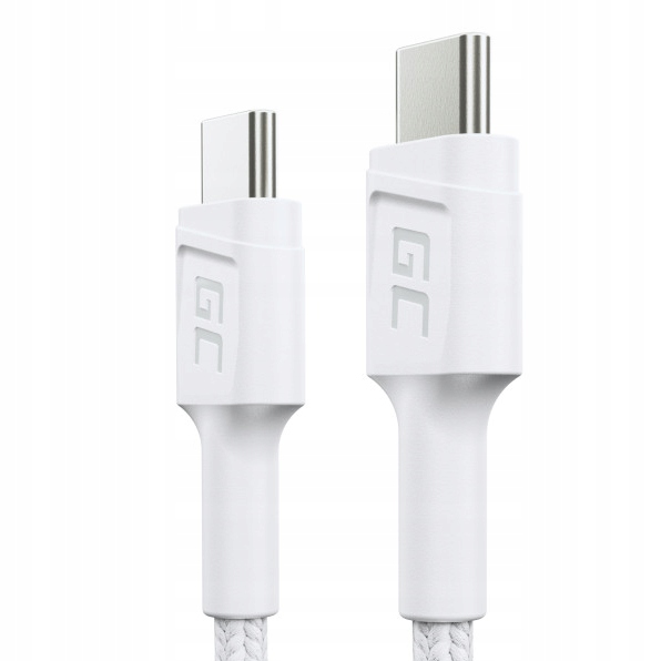 Kabel USB typ C - USB typ C Green Cell PowerStream 30 cm biały PD60W QC3.0