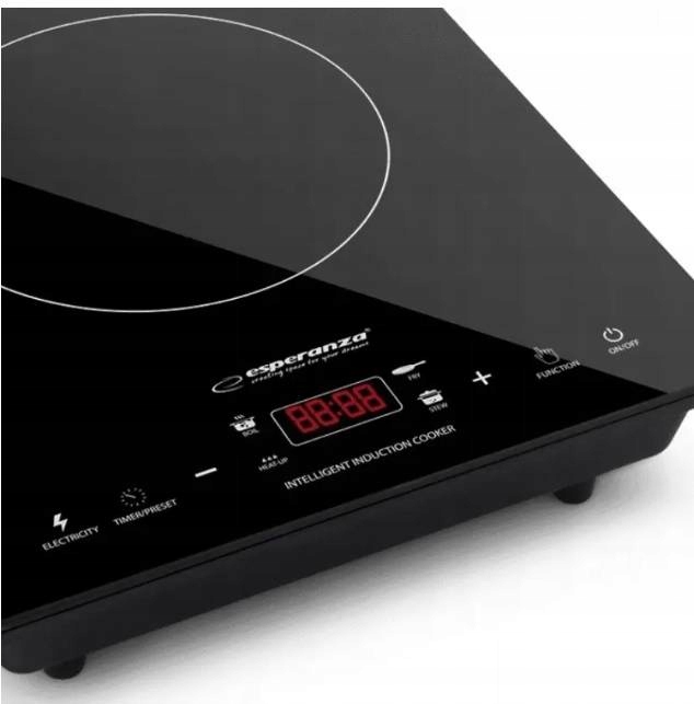 KUCHENKA INDUKCYJNA JEDNOPALNIKOWA PŁYTA GRZEWCZA SZKLANA 2000W TIMER LCD Model VESUVIUS EKH006