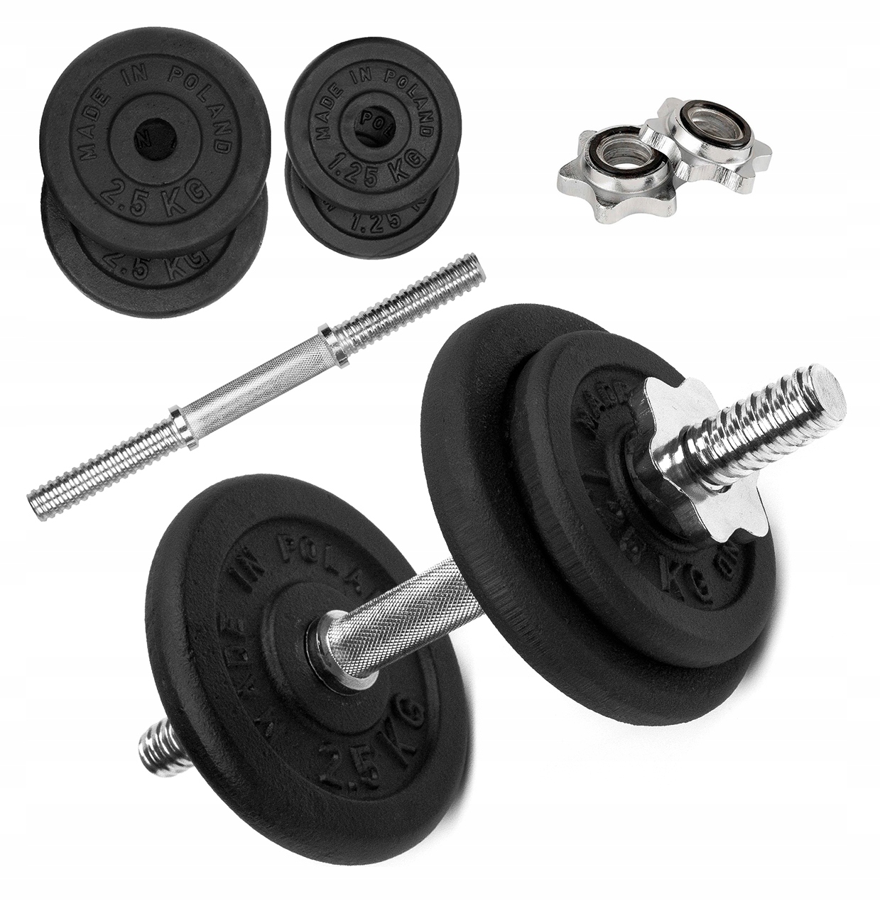 

Hantla Żeliwna 1x10kg gryf Talerze zestaw 10kg